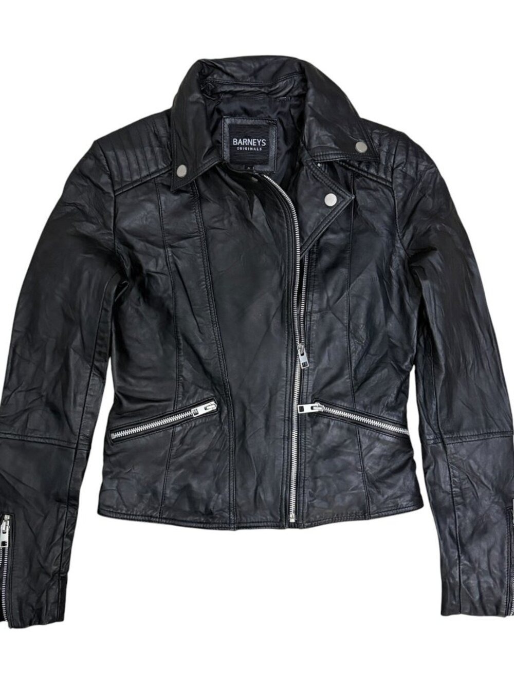 BARNEYS SHEEP LEATHER Jacket Bomber Luxury Motorcycle Coat Womens 6 / Small
